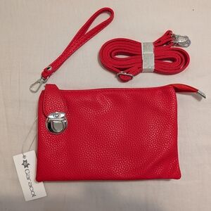 NWT Red Leather Wristlet Bag